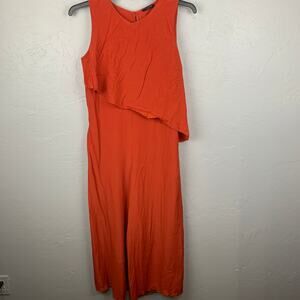 Nota Batida Italy Jumpsuit Womens Size Large Orange Sleeveless Wide Leg Viscose